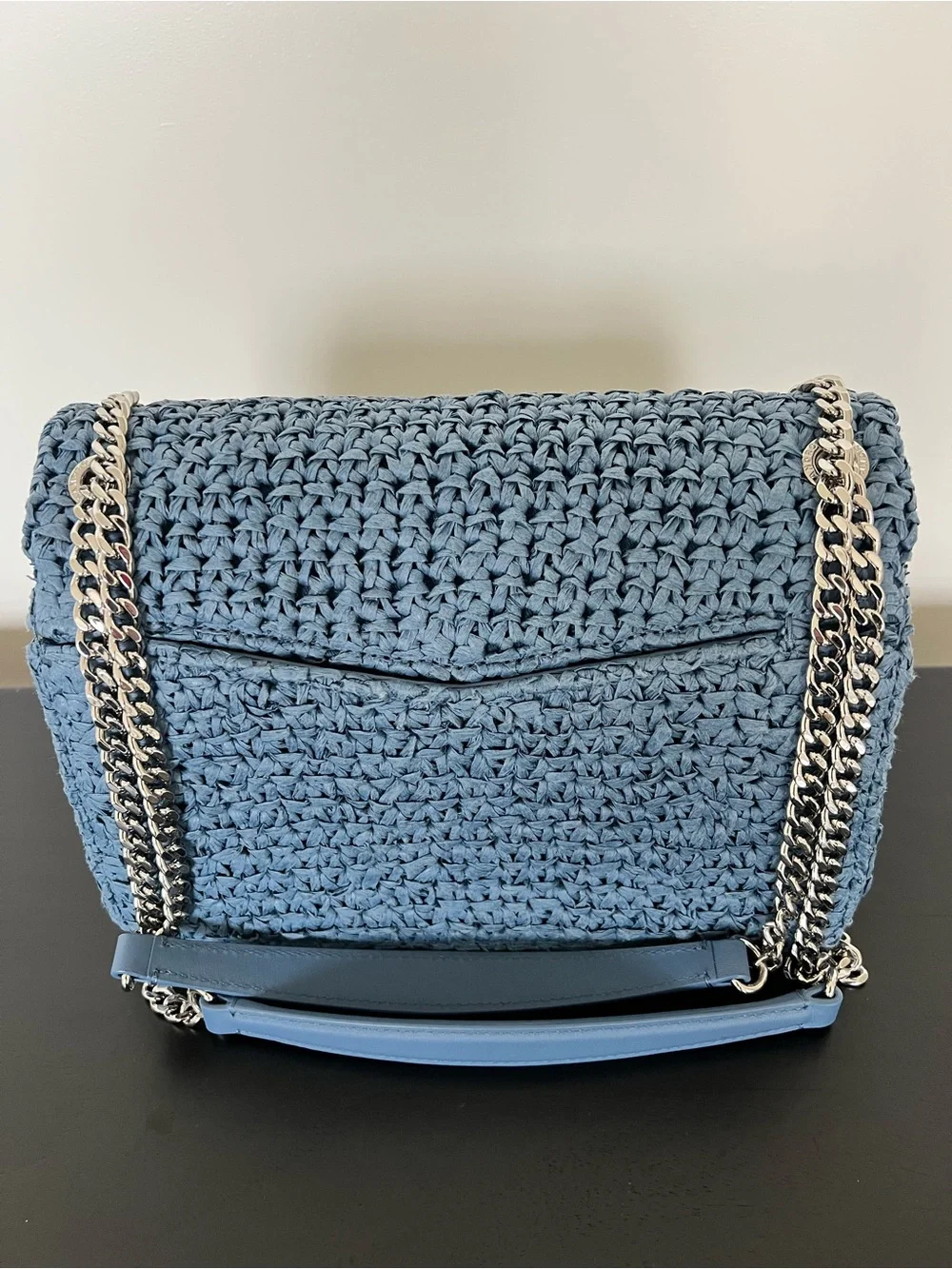 NWOT Sandro YZA Blue Raffia Bag - Excellent/Like New Condition - Picture 7 of 7